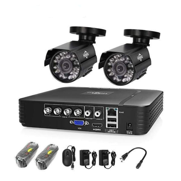 Waterproof Security Surveillance Set 4CH 2 Camera 1080P