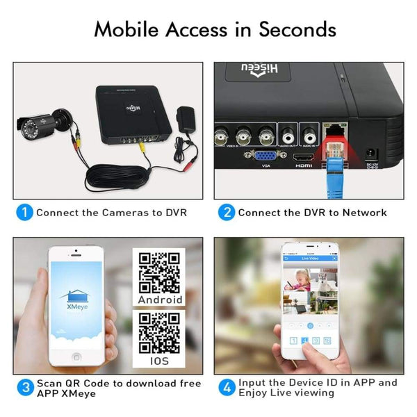 Waterproof Security Surveillance Set 4CH 2 Camera 1080P