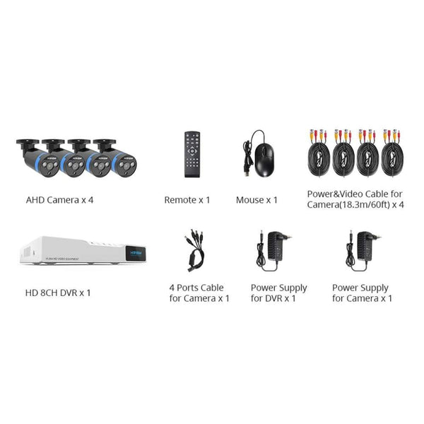 CCTV Surveillance System 2MP 1080P 8CH 4 Camera